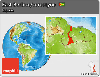 Physical Location Map of East Berbice/corentyne