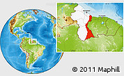 Physical Location Map of East Berbice/corentyne, highlighted country