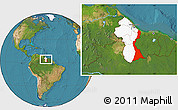 Satellite Location Map of East Berbice/corentyne, highlighted country, within the entire country
