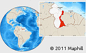 Shaded Relief Location Map of East Berbice/corentyne, highlighted country
