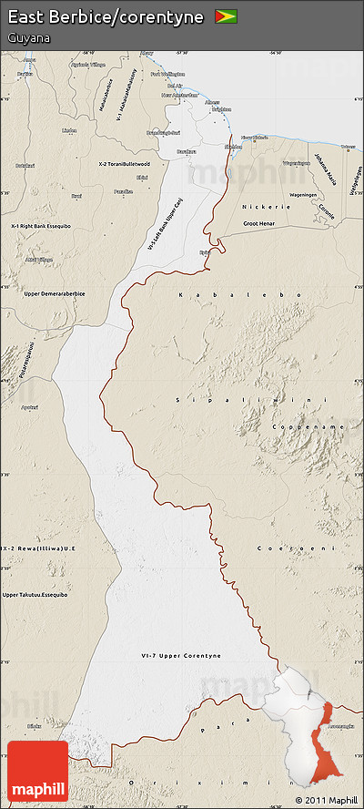 Classic Style Map of East Berbice/corentyne