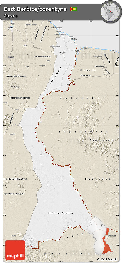 Classic Style Map of East Berbice/corentyne