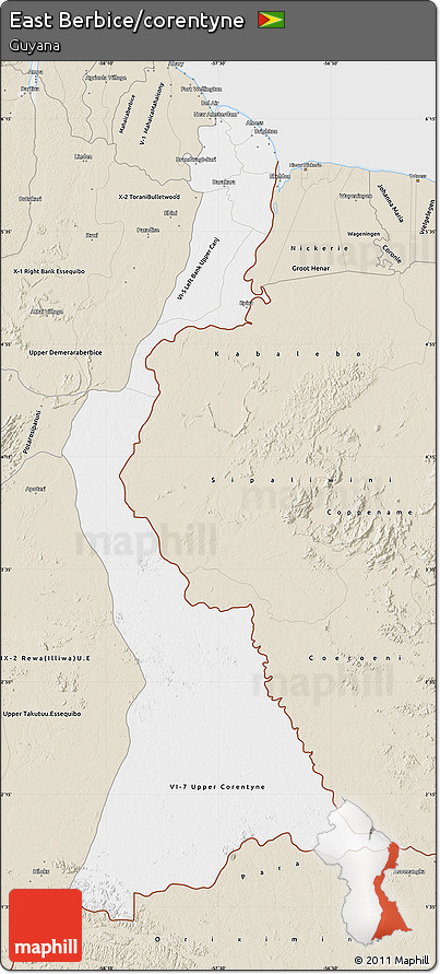 Classic Style Map of East Berbice/corentyne