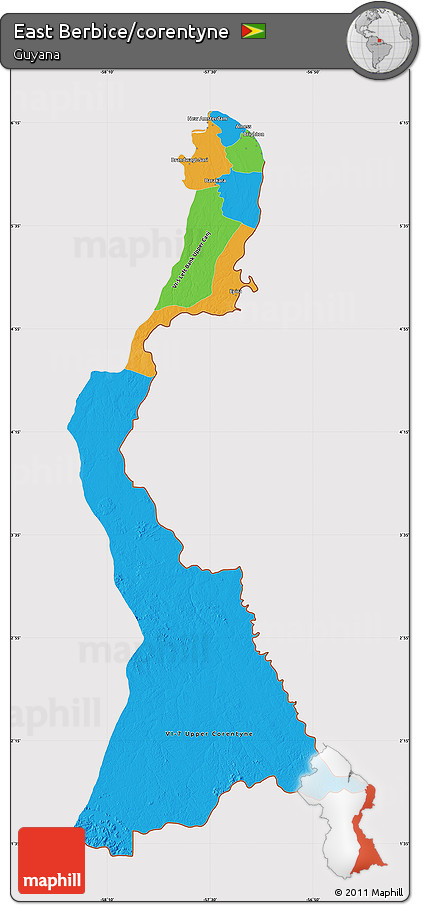 Political Map of East Berbice/corentyne, cropped outside