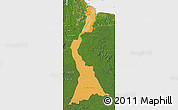 Political Shades Map of East Berbice/corentyne, satellite outside