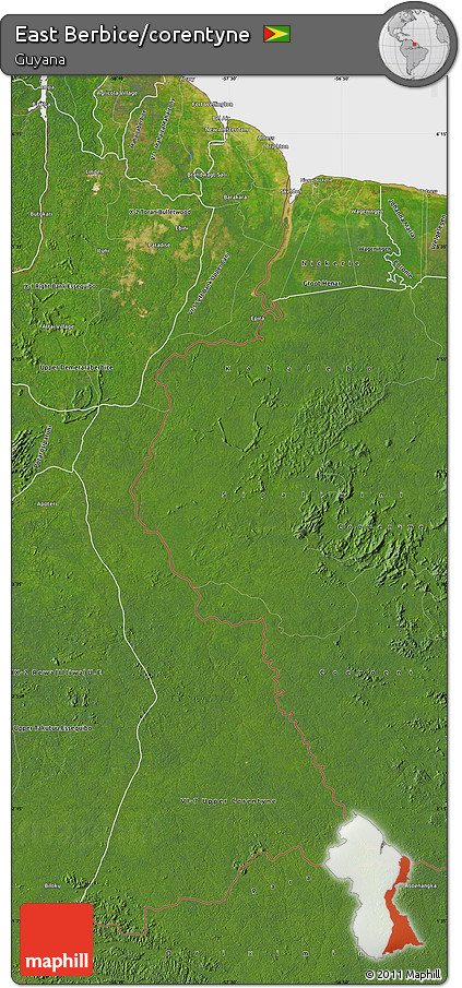 Satellite Map of East Berbice/corentyne