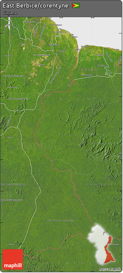 Satellite Map of East Berbice/corentyne