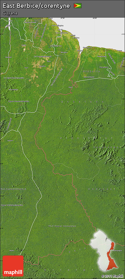 Satellite Map of East Berbice/corentyne