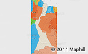 Shaded Relief Map of East Berbice/corentyne, political shades outside