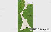 Shaded Relief Map of East Berbice/corentyne, satellite outside