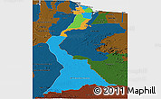 Political Panoramic Map of East Berbice/corentyne, darken