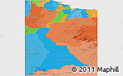 Political Panoramic Map of East Berbice/corentyne, political shades outside