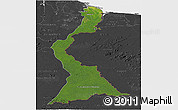 Satellite Panoramic Map of East Berbice/corentyne, darken, desaturated