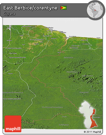 Satellite Panoramic Map of East Berbice/corentyne