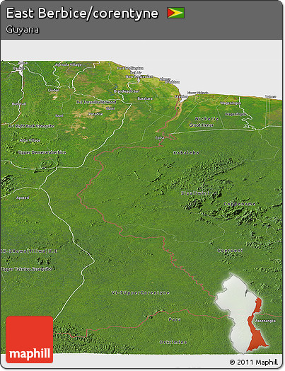 Satellite Panoramic Map of East Berbice/corentyne