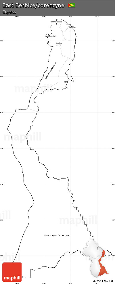 Blank Simple Map of East Berbice/corentyne, cropped outside