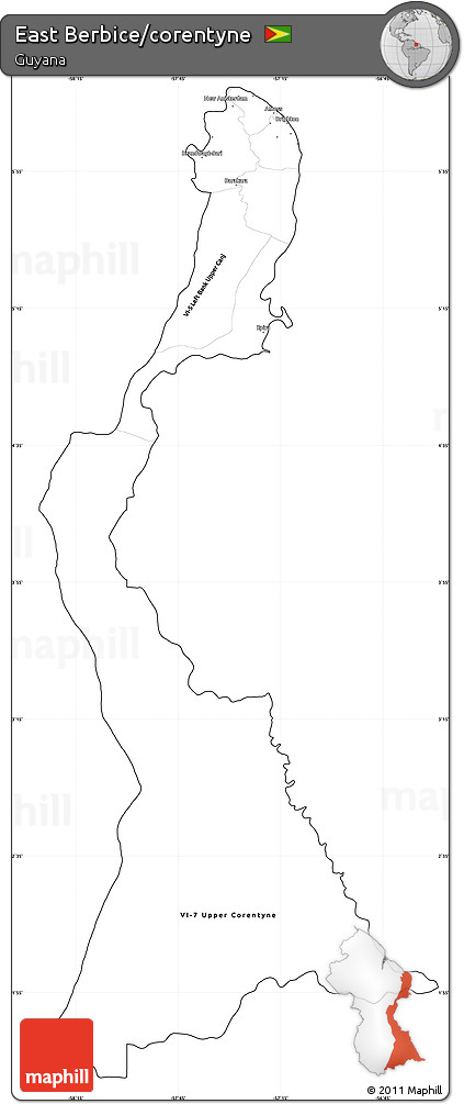 Blank Simple Map of East Berbice/corentyne, cropped outside
