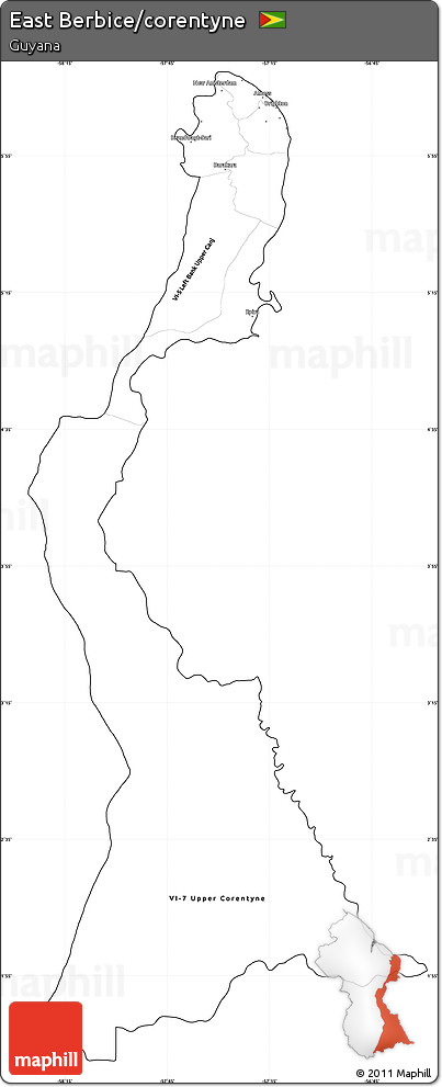 Blank Simple Map of East Berbice/corentyne, cropped outside