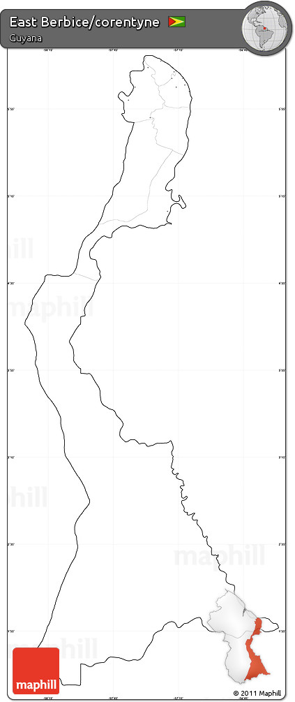 Blank Simple Map of East Berbice/corentyne, cropped outside, no labels