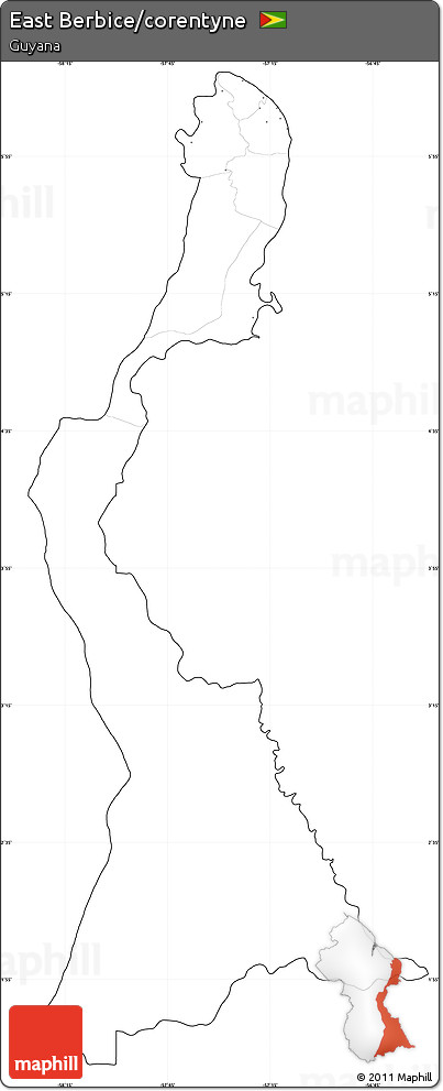 Blank Simple Map of East Berbice/corentyne, cropped outside, no labels