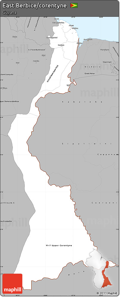Gray Simple Map of East Berbice/corentyne