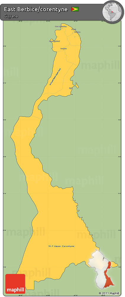 Savanna Style Simple Map of East Berbice/corentyne, cropped outside