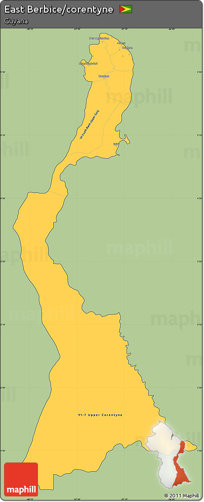 Savanna Style Simple Map of East Berbice/corentyne, cropped outside