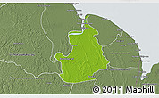 Physical 3D Map of VI-1 East Berbice/W.Canje, semi-desaturated