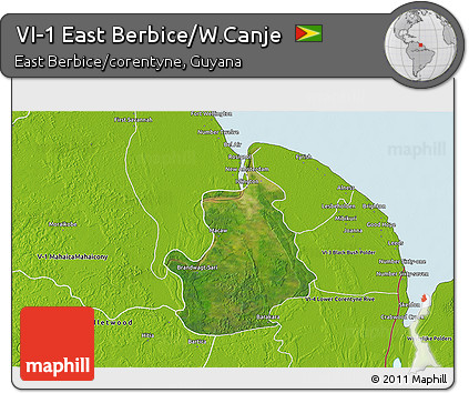 Satellite 3D Map of VI-1 East Berbice/W.Canje, physical outside