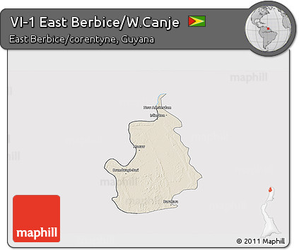 Shaded Relief 3D Map of VI-1 East Berbice/W.Canje, cropped outside