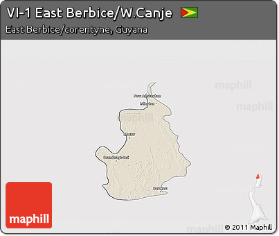 Shaded Relief 3D Map of VI-1 East Berbice/W.Canje, cropped outside