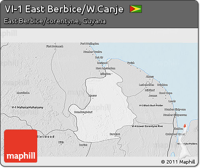 Silver Style 3D Map of VI-1 East Berbice/W.Canje