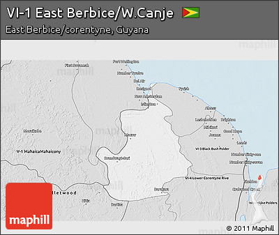 Silver Style 3D Map of VI-1 East Berbice/W.Canje