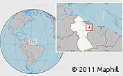 Gray Location Map of VI-1 East Berbice/W.Canje, highlighted country, hill shading