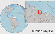 Gray Location Map of VI-1 East Berbice/W.Canje, hill shading