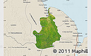Satellite Map of VI-1 East Berbice/W.Canje, shaded relief outside