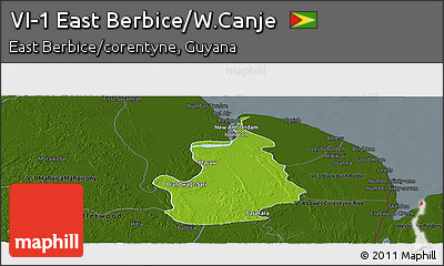 Physical Panoramic Map of VI-1 East Berbice/W.Canje, darken
