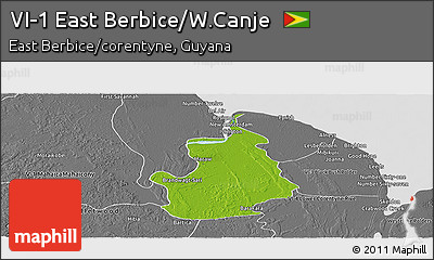 Physical Panoramic Map of VI-1 East Berbice/W.Canje, desaturated