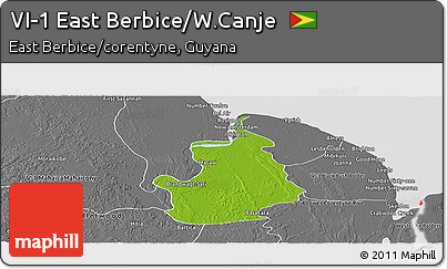 Physical Panoramic Map of VI-1 East Berbice/W.Canje, desaturated