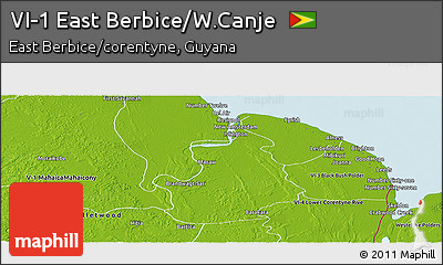 Physical Panoramic Map of VI-1 East Berbice/W.Canje