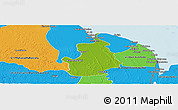 Physical Panoramic Map of VI-1 East Berbice/W.Canje, political outside