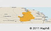 Political Panoramic Map of VI-1 East Berbice/W.Canje, shaded relief outside