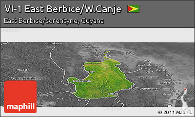 Satellite Panoramic Map of VI-1 East Berbice/W.Canje, desaturated