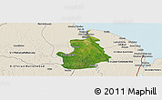 Satellite Panoramic Map of VI-1 East Berbice/W.Canje, shaded relief outside