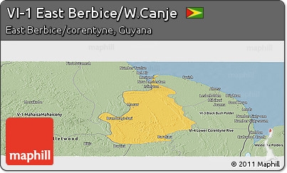 Savanna Style Panoramic Map of VI-1 East Berbice/W.Canje