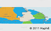 Shaded Relief Panoramic Map of VI-1 East Berbice/W.Canje, political outside