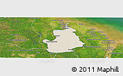 Shaded Relief Panoramic Map of VI-1 East Berbice/W.Canje, satellite outside
