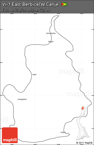 Blank Simple Map of VI-1 East Berbice/W.Canje, cropped outside