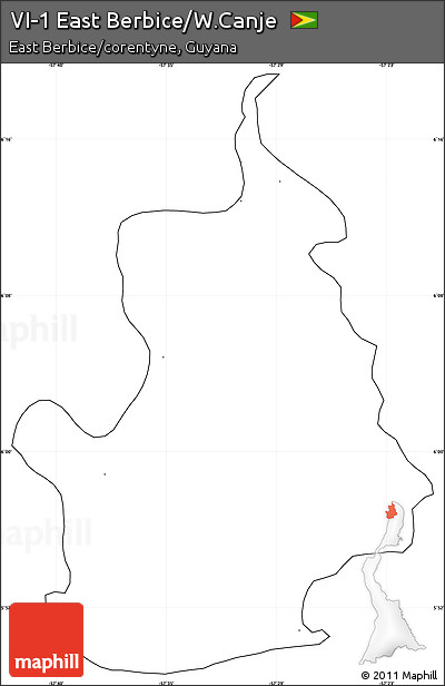 Blank Simple Map of VI-1 East Berbice/W.Canje, cropped outside, no labels