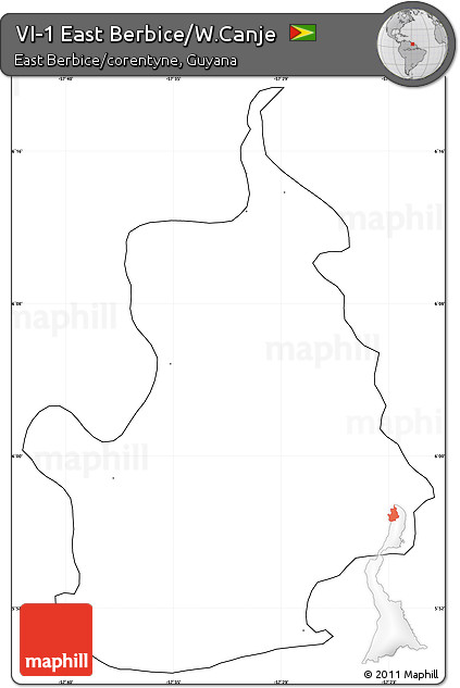 Blank Simple Map of VI-1 East Berbice/W.Canje, cropped outside, no labels